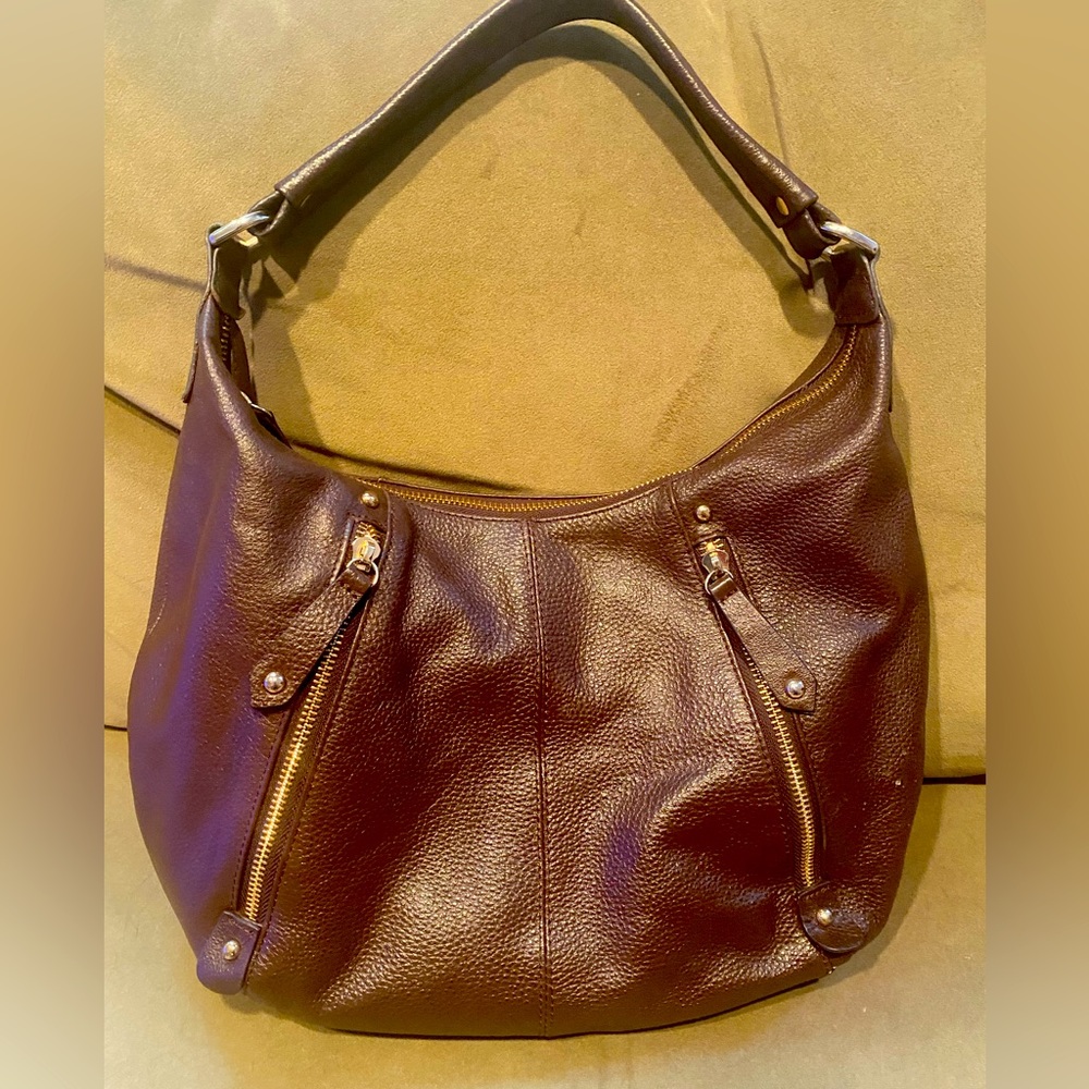KRISTEN BELLE Brown Leather Satchel HandBag